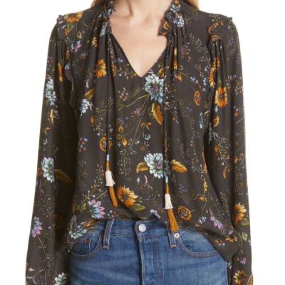Dolan Lucille Tassel Tie Silk Blouse